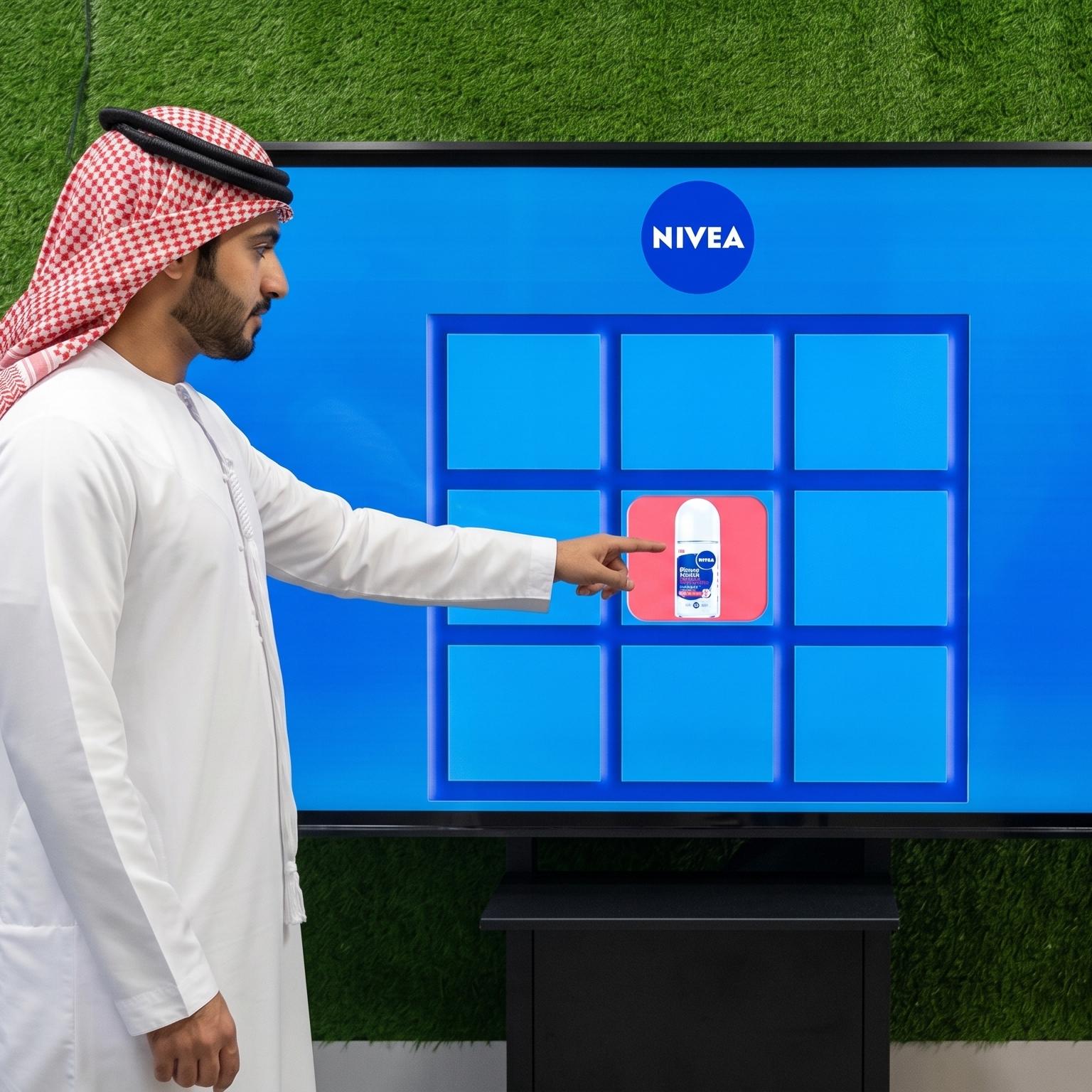 Interactive AI Tic-Tac-Toe game display for event brand activation in Dubai